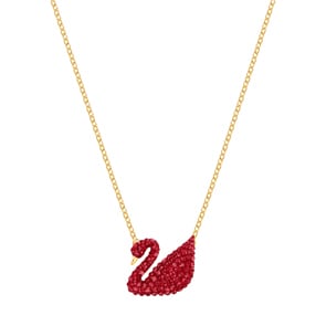 Swarovski Collier Iconic Swan, rouge, métal doré