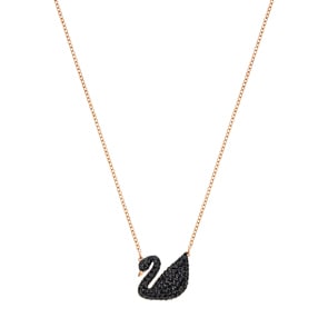 Swarovski Iconic Swan Halskette, schwarz, rosé vergoldet