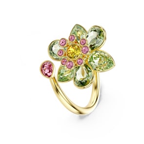 Swarovski Bague ouverte Idyllia Fleur Verte Plaqué or