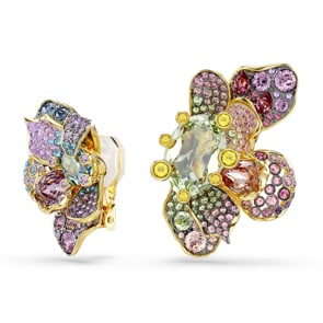 Swarovski Boucles d'oreilles clip Idyllia Fleur Multicolores Plaqué or