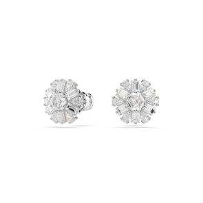 Swarovski Idyllia Ohrstecker, Verschiedene Schliffe, Schneeflocke, Weiss, Rhodiniert