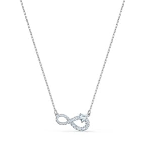 Swarovski Collier Infinity, blanc, métal rhodié