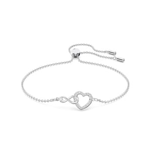 Swarovski Infinity Heart Armband, weiss, rhodiniert