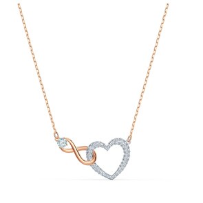 Swarovski Infinity Heart Halskette, weiss, Metallmix