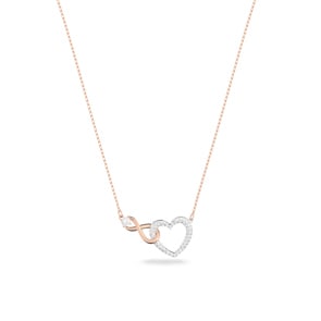 Swarovski Infinity Heart Halskette, weiss, Metallmix