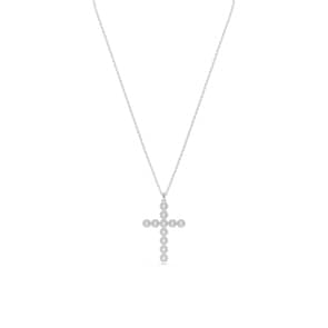 Swarovski Collier Insigne Tailles variées, Croix, Blanc, Métal rhodié
