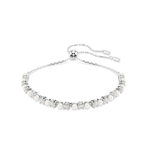 Swarovski Matrix Armband Kristallperle, Rundschliff, Weiss, Rhodiniert