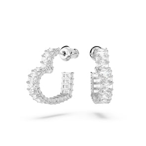 Swarovski Matrix Kreolen Baguette Herz Weiss rhodiniert
