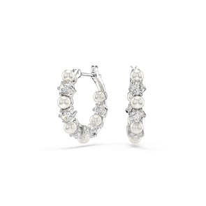 Swarovski Matrix Kreolen, Kristallperle, Rundschliff, Weiss, Rhodiniert