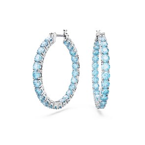 Swarovski Créoles Matrix Coupe ronde, Bleues, Métal rhodié