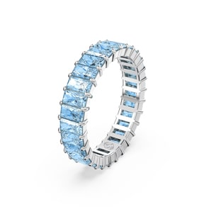 Swarovski Matrix Ring, Baguette-Schliff, Blau, Rhodiniert
