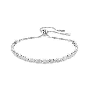 Swarovski Matrix Tennis Armband, Gemischte Rundschliffe, Weiss, Rhodiniert