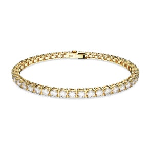 Swarovski Matrix Tennis Armband Rundschliff, Klein, Weiss, Goldlegierungsschicht
