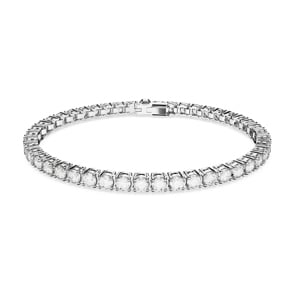Swarovski Bracelet Matrix Tennis Coupe ronde, Petit, Blanc, Métal rhodié