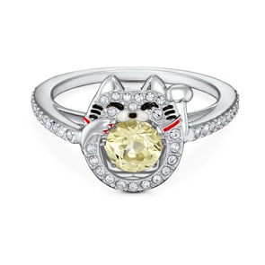 Swarovski Bague Sparkling Dance Cat, multicolore, métal rhodié
