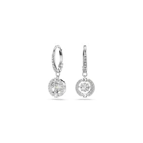 Swarovski Sparkling Dance Round Ohrringe, weiss, rhodiniert