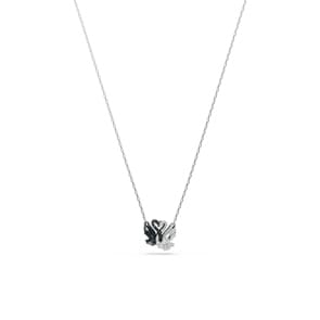 Swarovski Swan Necklace Black / White Rhodium plated