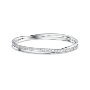 Swarovski Twist Rows Armband, weiss, rhodiniert