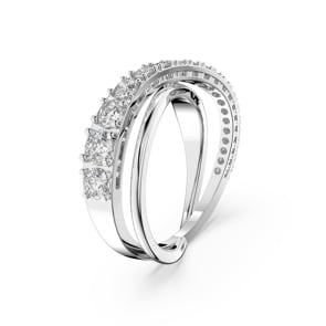 Swarovski Bague Twist Rows, blanc, métal rhodié