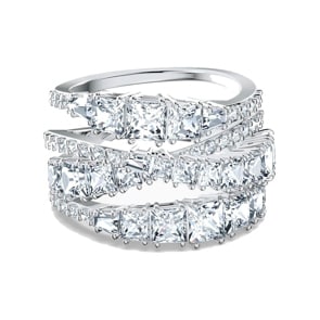 Swarovski Bague Twist Wrap, blanc, métal rhodié