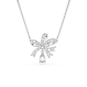 Swarovski Collier Volta Nœud, Large, Blanc, Métal rhodié