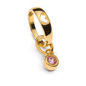 Anneau de baptême or jaune 375/9 K or jaune avec zirconia rose