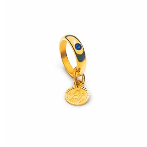 Taufring 750/18 K Gelbgold mit Saphir, Schutzengel