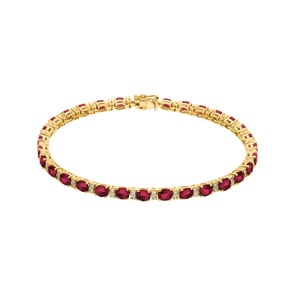 Tennisarmband 750/18 K Gelbgold mit Rubinen und Diamanten 0.45 ct H/si