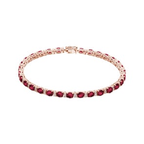Tennisarmband 750/18 K Roségold mit Rubinen und Diamanten 0.45 ct H/si