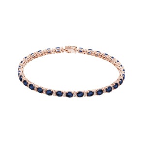 Tennisarmband 750/18 K Roségold mit Saphiren und Diamanten 0.45 ct H/si