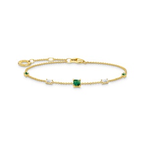 Thomas Sabo Armband mit grünen und weissen Steinen gold