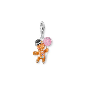 Thomas Sabo As We Enjoy Silver charm pendant gingerbread man with stones and cold enamel