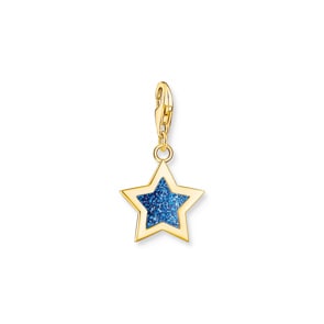 Thomas Sabo As We Enjoy Charm-Anhänger Stern in Dunkelblau vergoldet