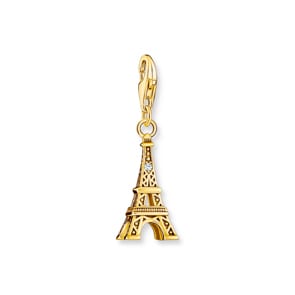 Thomas Sabo As We Kiss gold-plated charm pendant with Eiffel Tower and white zirconia