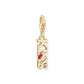 Thomas Sabo As We Kiss gold-plated charm pendant KIss with white zirconia