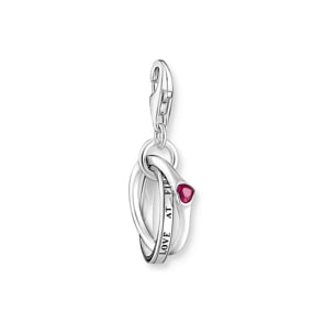 Thomas Sabo As We Kiss Breloque Charm anneaux Together en argent, orné d’une gemme rouge