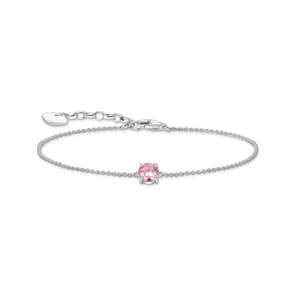 Thomas Sabo Basics Armband mit pinkfarbenem Zirkonia-Anhänger Silber