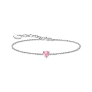 Thomas Sabo Basics Armband mit pinkfarbenem Zirkonia-Herz Silber
