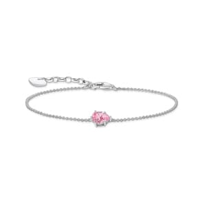 Thomas Sabo Basics Silver bracelet with pink drop-shaped pedant