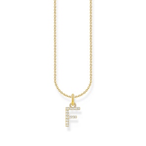 Thomas Sabo Basics Kette mit Buchstaben-Anhänger F vergoldet