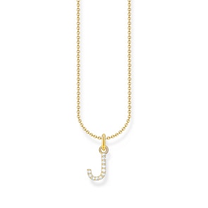 Thomas Sabo Basics Gold-plated necklace with letter pendant J and white zirconia