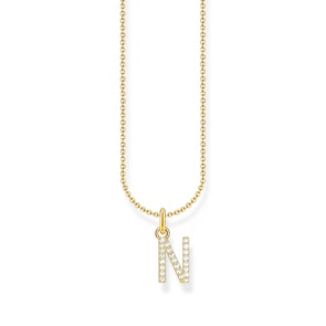 Thomas Sabo Basics Kette mit Buchstaben-Anhänger N vergoldet