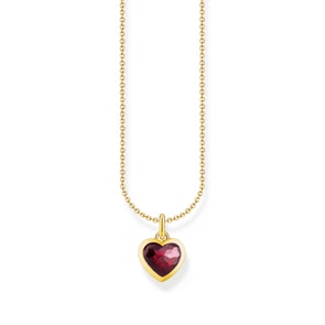 Thomas Sabo Basics Chaîne à breloque cœur rouge foncé, dorée