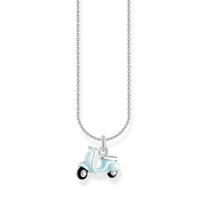 Thomas Sabo Basics Kette mit mintfarbenem Motorroller-Anhänger Silber