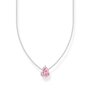 Thomas Sabo Basics Kette mit pinkfarbenem Tropfen-Anhänger Silber