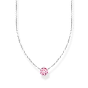 Thomas Sabo Basics Kette mit pinkfarbenem Zirkonia-Anhänger Silber