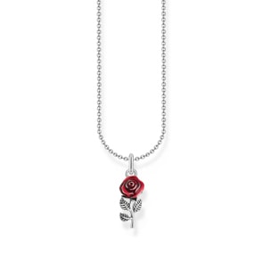 Thomas Sabo Basics Kette mit rotem Rosen-Anhänger Silber