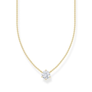 Thomas Sabo Basics Kette mit weissem Zirkonia-Anhänger vergoldet