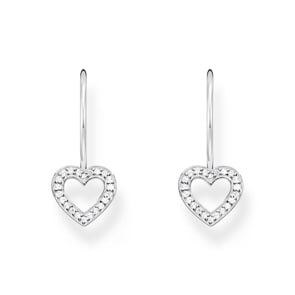 Thomas Sabo Basics Ohrhänger in Herzform mit weißen Steinen Silber