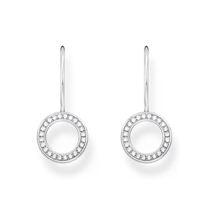 Thomas Sabo Basics Ohrhänger in Kreisform mit weissen Steinen Silber